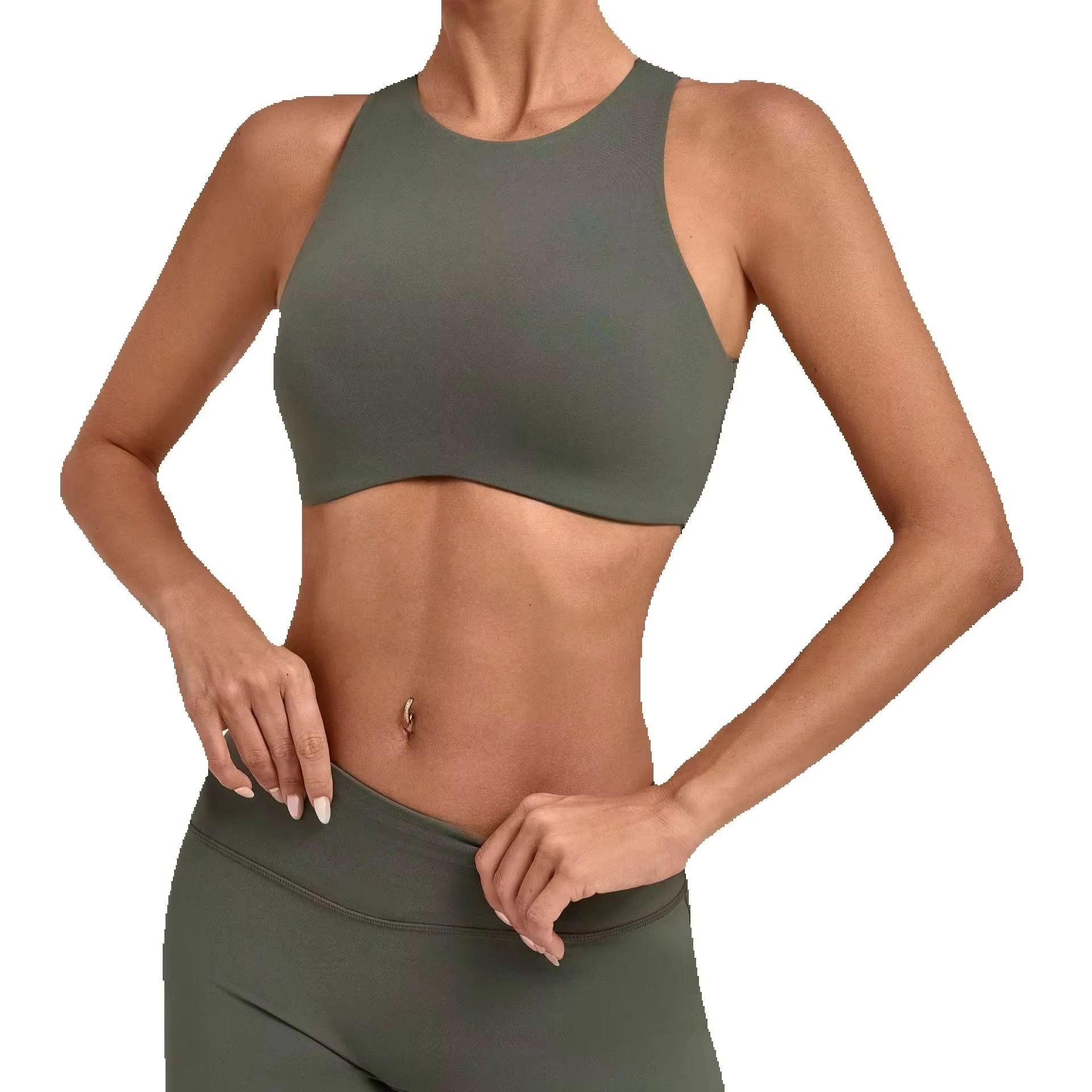 Women High Neck Sports Bra Pad - огляд і ціна Yoga Fitness Logo
