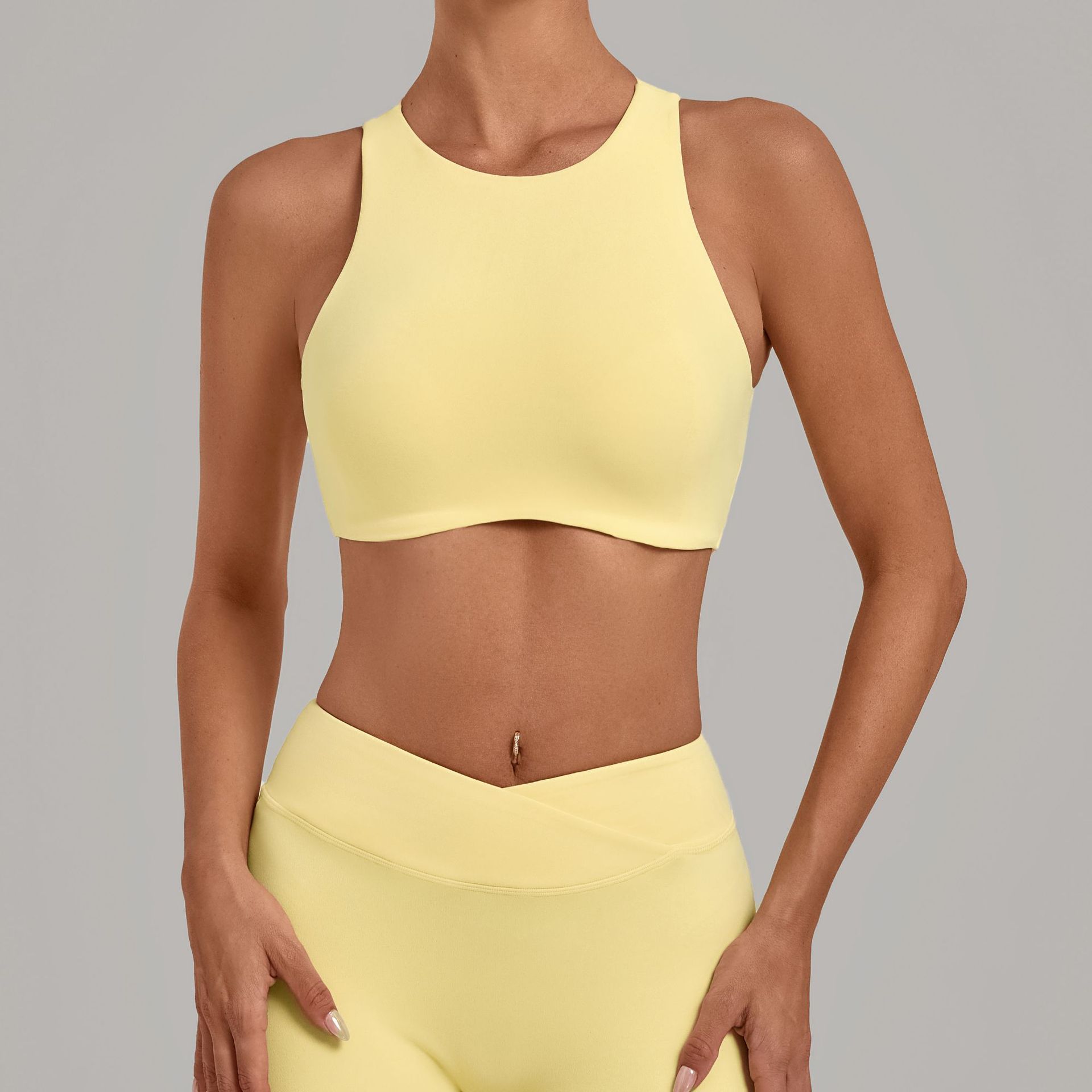 Women High Neck Sports Bra Pad - огляд і ціна Yoga Fitness Logo