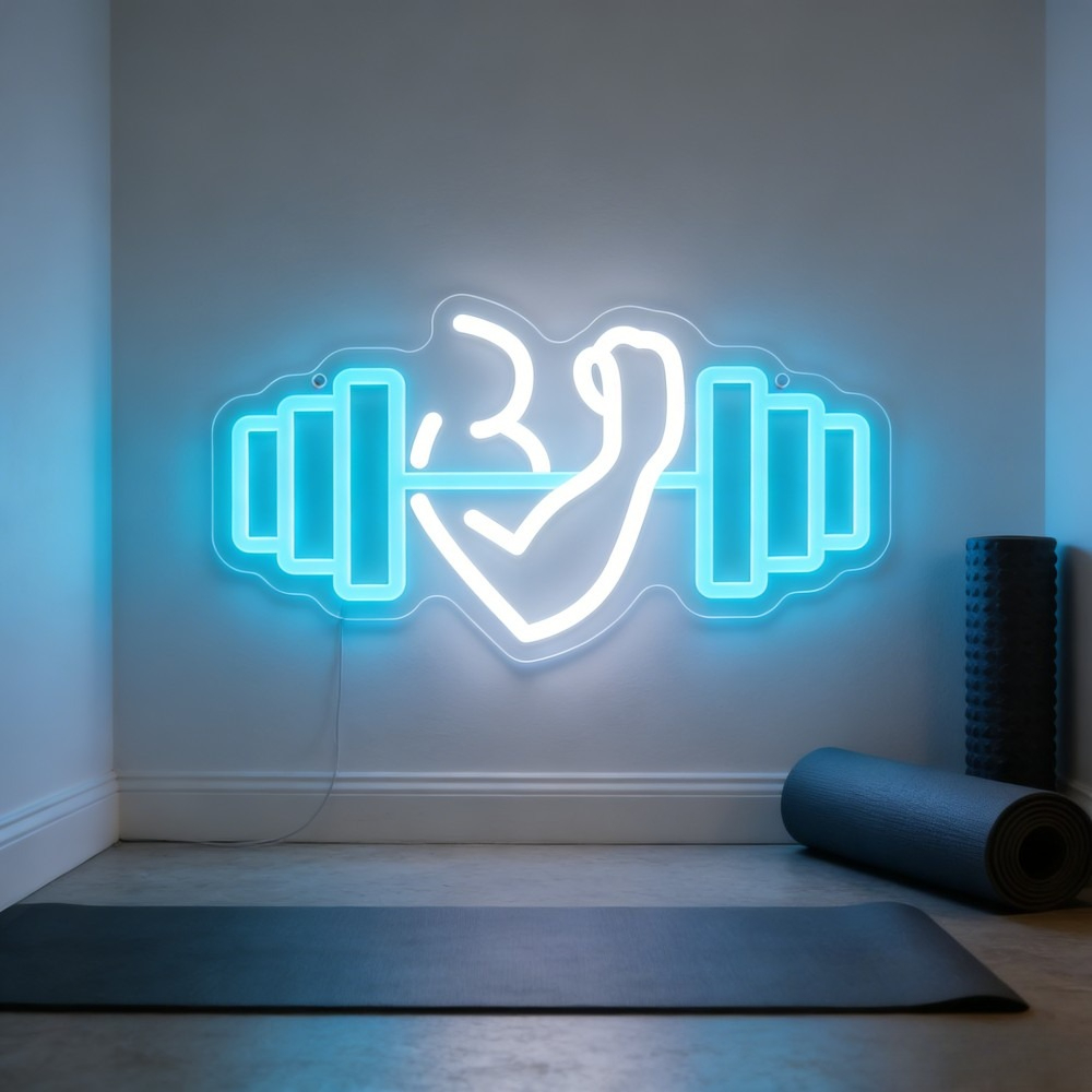 Bicep Dumbbell Neon Sign LED W - огляд і ціна Yoga Fitness Quotes