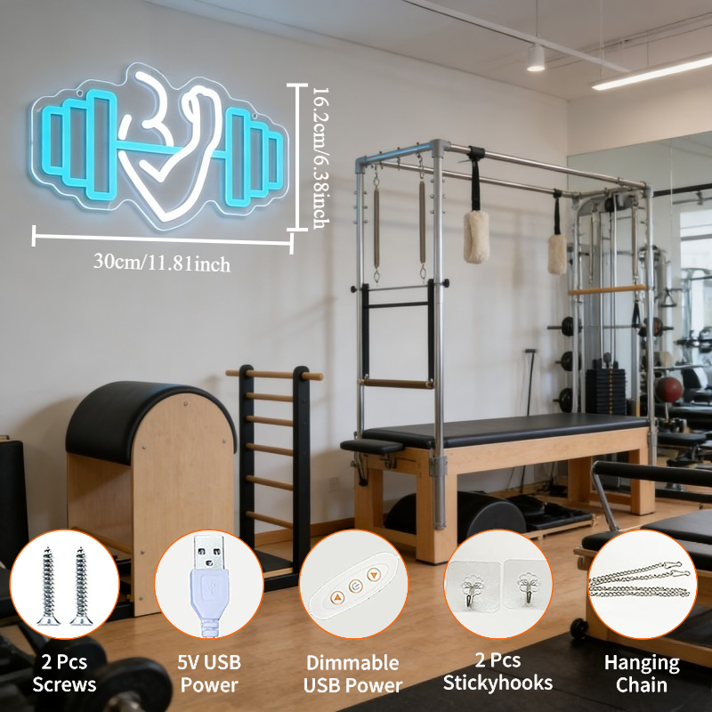 Bicep Dumbbell Neon Sign LED W - огляд і ціна Yoga Fitness Quotes