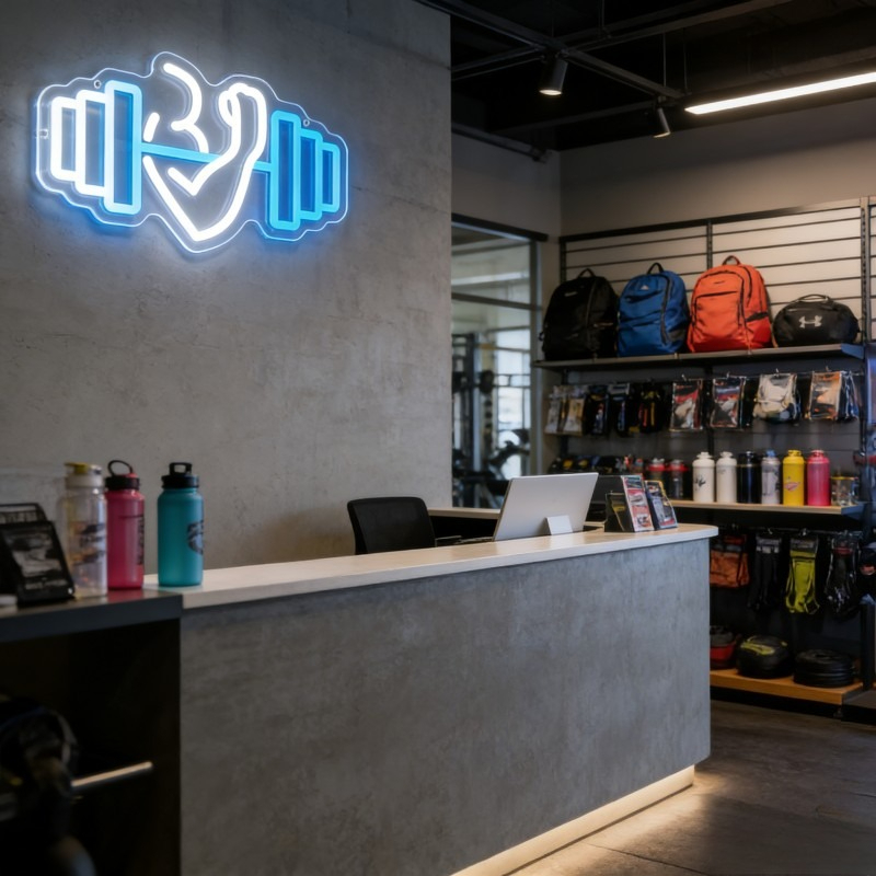 Bicep Dumbbell Neon Sign LED W - огляд і ціна Yoga Fitness Quotes